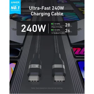 کابل 240W انکر C به Type-C مدل A82