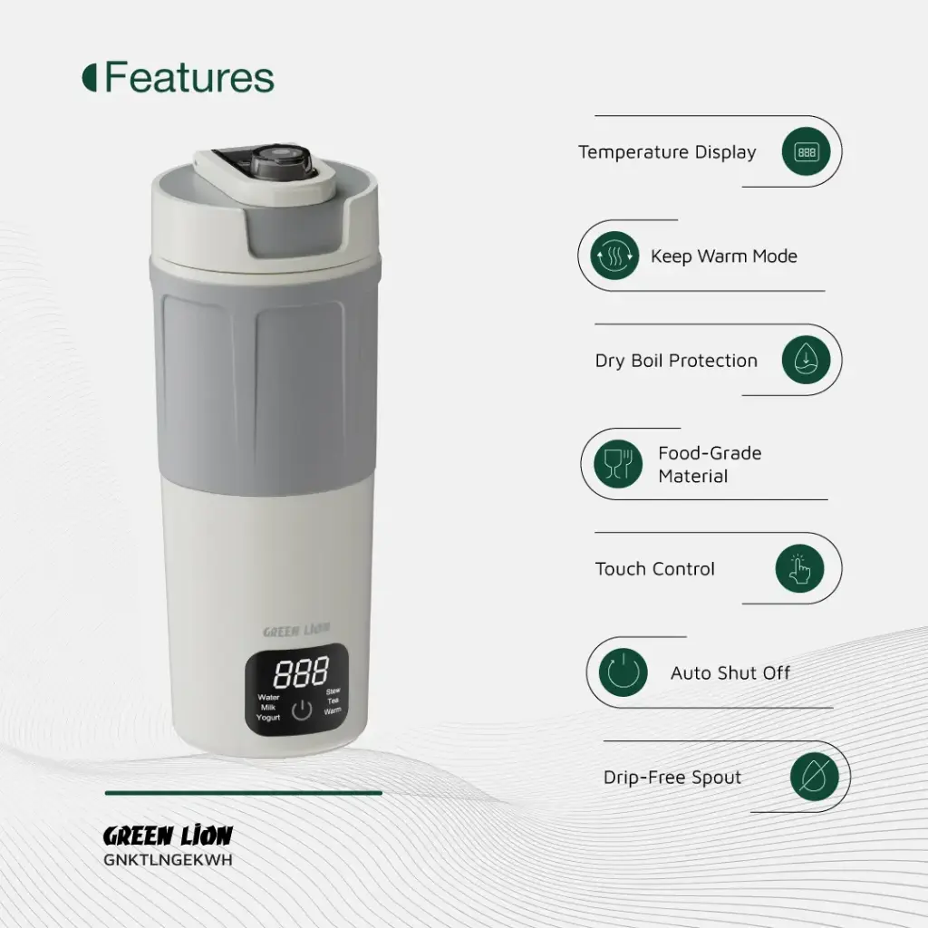 کتری برقی 600 میلی لیتری گرین Green Lion Kettle & Go Electric 600mL